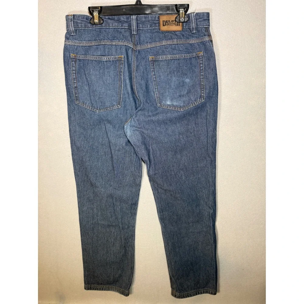 2 Duluth Trading Co Ballroom Jeans Mens 34x32 Blue Denim Straight Leg Work Pants